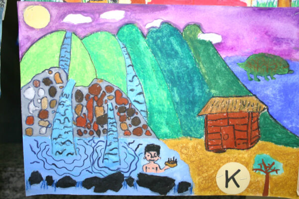 宜蘭礁溪湯圍社區小朋友為活化公共溫泉所畫的洗澡圖
